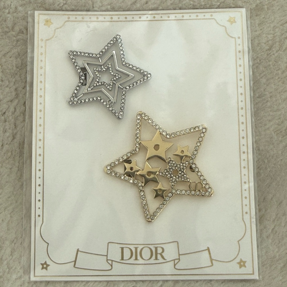 Dior Silver and Gold Star Hair Accessories Set